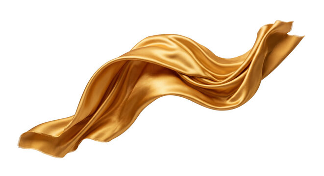 Floating golden silk fabric wave