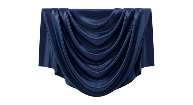 Dark blue satin fabric folded drape