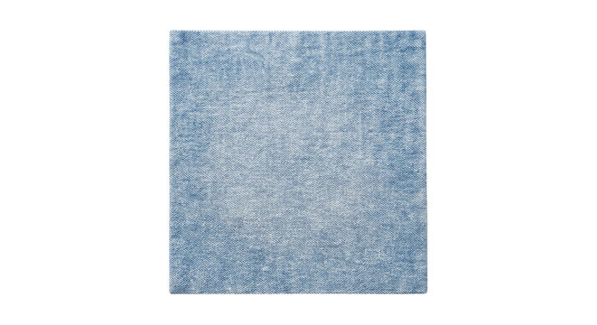 Blank light blue denim fabric square swatch on transparent background