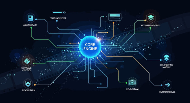 Core Engine Software Architecture with Digital Workflow Modules