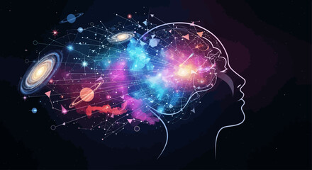 Cosmic Mind Galaxy Consciousness with Abstract Connections and Nebulae © Konco