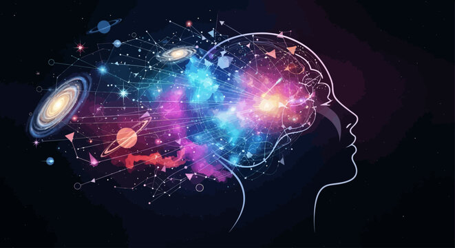 Cosmic Mind Galaxy Consciousness with Abstract Connections and Nebulae