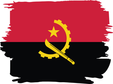 Angola Flag Brush Stroke Angola Flag