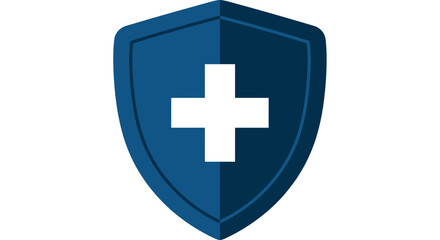Fototapeta premium A blue shield icon featuring a white cross symbol for medical safety