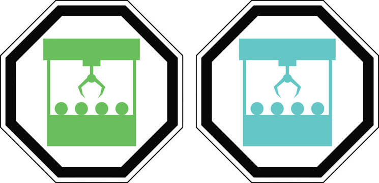 3d printer icons in green and blue