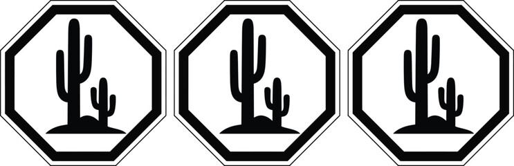 Black cactus road sign icons © Sathi