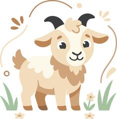 Fototapeta premium Adorable Farm Animal Graphic for Children Branding and Sticker