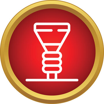 Building rammer compactor outline icon on a red background