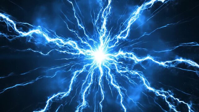 Electricity Explosion Blue Lightning Energy Burst.