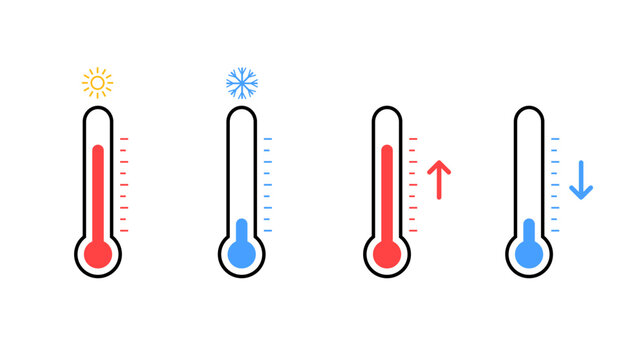 Thermometer temperature weather sun cold logo indicator hot snowflake illustration. Control warm high thermometer comparison