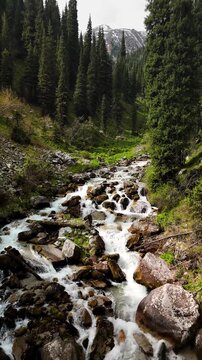 Aerial Mountains landscape in Kazakhstan