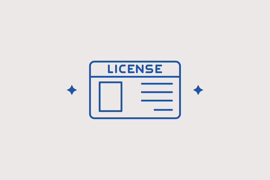 Commercial underwater diving license card line icon for professional certificate tracking checks. Official vector illustration for school graduation compliance, audits, or verification.