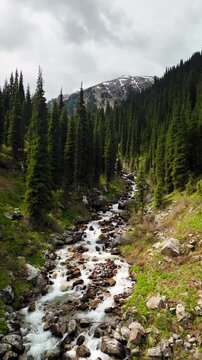 Aerial Mountains landscape in Kazakhstan