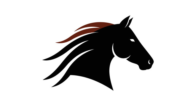 Black Horse Head Silhouette Profile.