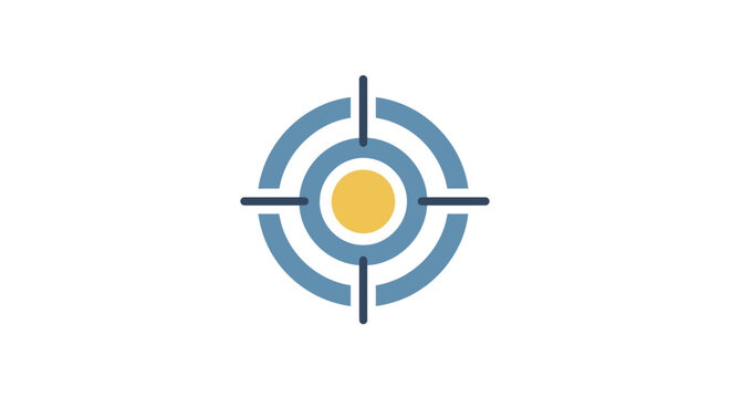 Blue and yellow target symbol icon.