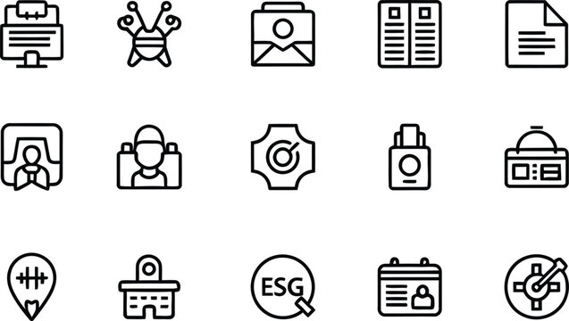 Collection of business and technology icons