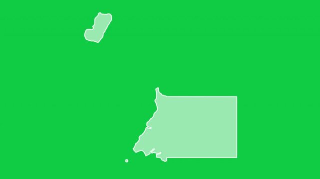 Equatorial Guinea map glow trace outline animation green background