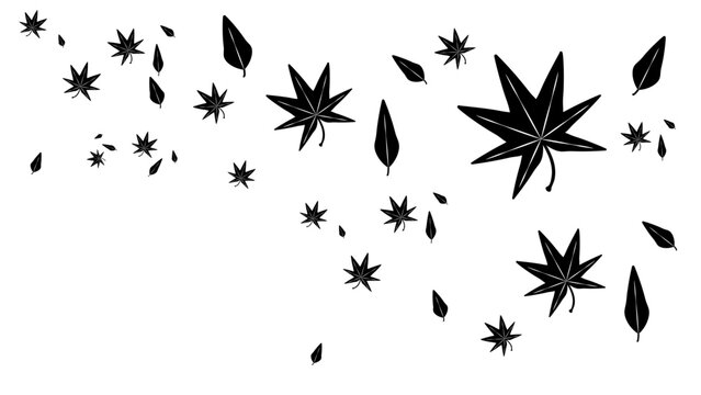 Elegant Black Autumn Maple Leaves Silhouette Flow Vertical Vector for Video Production, SNS Banners, Flyers, and White Space.