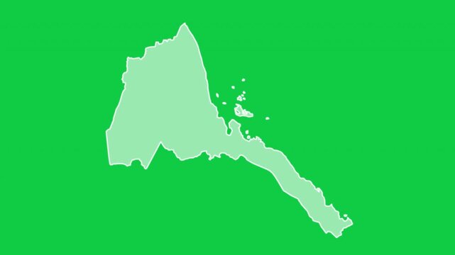 Eritrea map glow trace outline animation green background