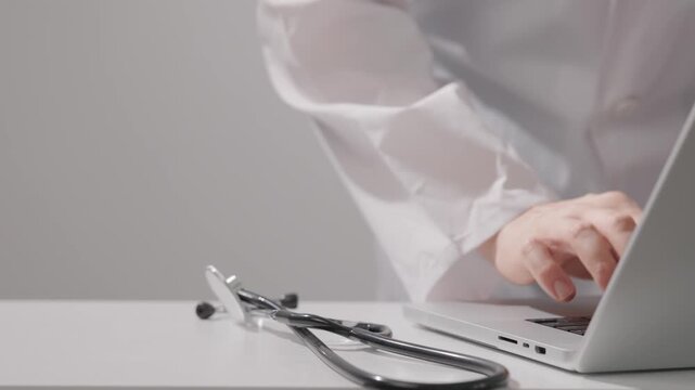 Doctor Working At Computer, Modern Healthcare Concept