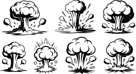 Comic bomb blast explosion shape set vector © Ahamedpicu