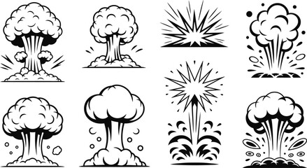 Comic bomb blast explosion shape set vector © Ahamedpicu