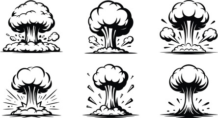 Comic bomb blast explosion shape set vector © Ahamedpicu