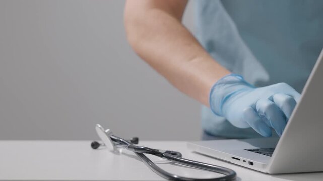 Doctor Working At Computer, Modern Healthcare Concept