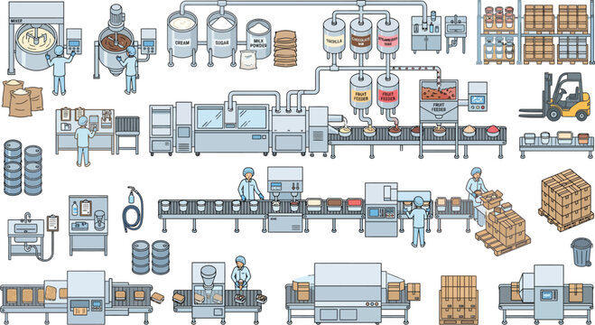 Automated industrial manufacturing production line and food processing machinery
