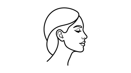 Minimalist line art profile portrait of a beautiful woman face © Rondo