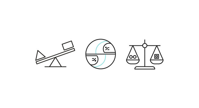 Abstract Vector Icon Set for Balance, Proportion, and Comparison Concepts