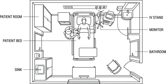 Hospital patient room floor plan schematic with hospital floorplan schematic