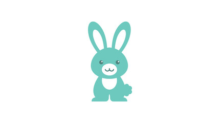 Fototapeta premium A simple flat illustration of a cute teal rabbit character on white background
