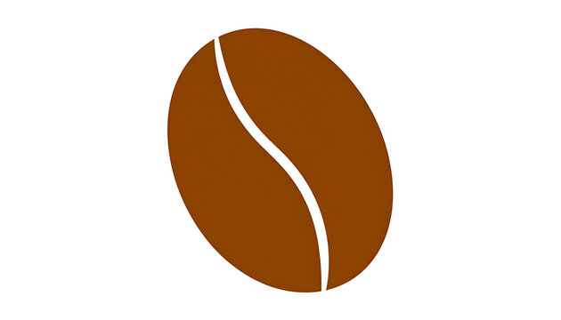 Isolated brown coffee bean, simple graphic element with a clear curved line, representing caffeine and morning energy