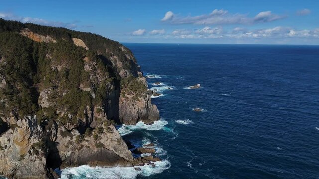 北山崎の断崖絶壁（空撮） - 岩手県下閉伊郡田野畑村,日本