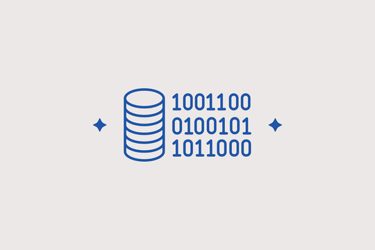Electronic database cylinder with binary data matrix stream line icon for digital info storage. Technical vector illustration for network virtualization hosting, statistics, or hosting.