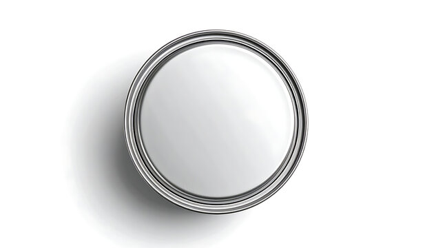 Isolated metallic silver button with detailed rim and soft shadow, circular graphic element