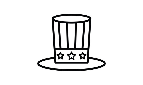 Uncle sam hat silhouette patriotic symbol for american independence day graphics and fourth of july designs