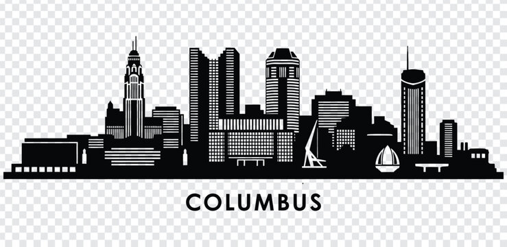 Columbus ohio city skyline black silhouette vector