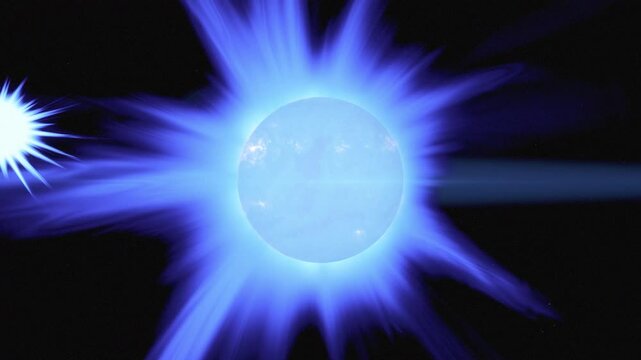 Blue Supergiant / O-Type Star
Animation of a massive, intensely glowing blue O-type main sequence star or blue supergiant in deep space. 