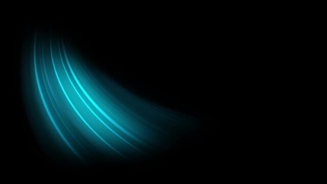 Air conditioning cooling effect. Blue beams create atmospheric lighting effect.  Biting, cold wind effect. Abstract directional fiber optic neon light lines on black background. Air cooling process.