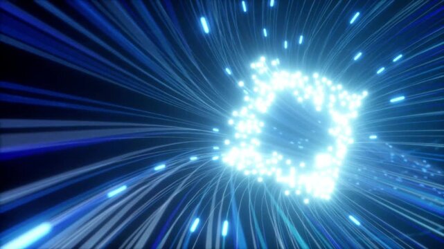 5G fiber optic data transmission, the speed of data transmission in future communication systems.high-tech data transmission, Glowing lines, background, streamline luminous blue light. 4K.