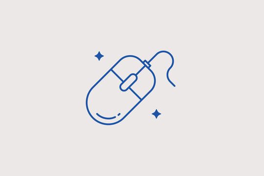Minimalist computer mouse device line icon for precision workspace scrolling control. Practical vector illustration for office hardware stores, gaming gadgets, or pc setups.
