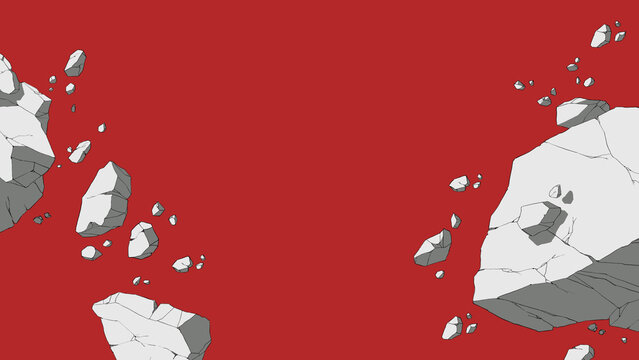 Anime Comic Manga 2D style rock stone effect red bachground banner