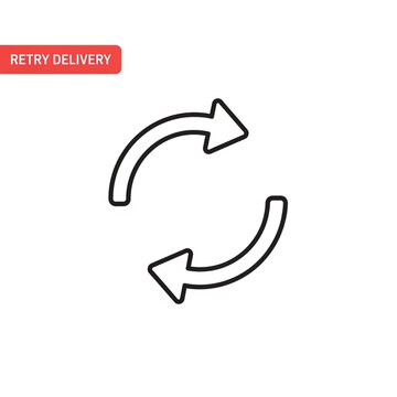 Retry delivery action indicated by two arrows in a circular motion