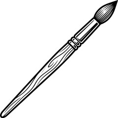 Fototapeta premium Elegant Paint Brush Line Art Vector Illustration for Creative Design, Art Studio Branding, and Craft Supplies