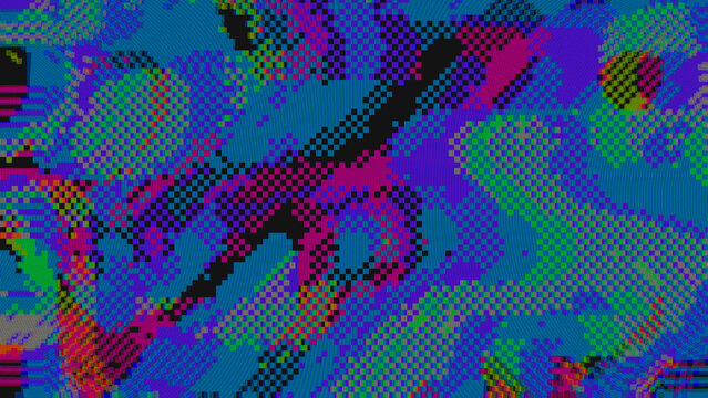 8bit Pixel Texture with Scanline Artifacts and RGB Split Glitch