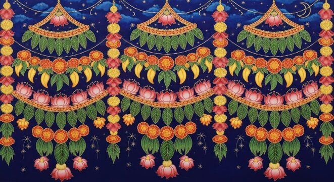 Vibrant Indian Traditional Floral Garland Decoration for Festivals.