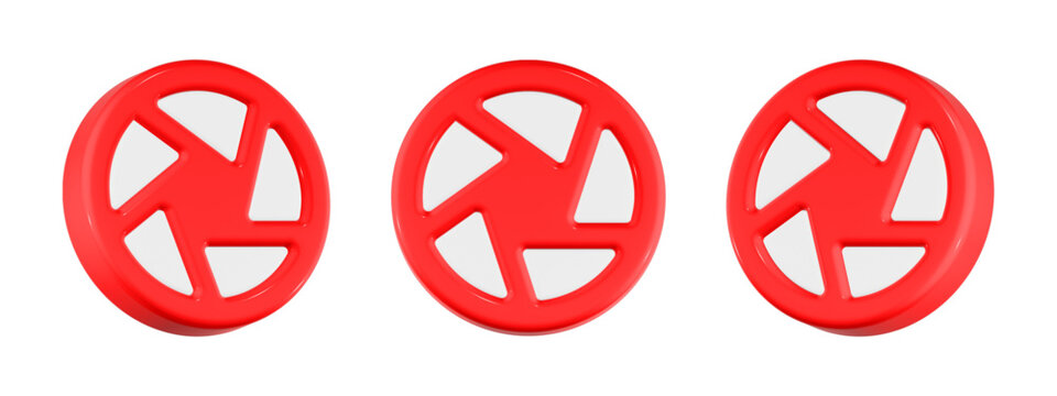 apperture icon 3d render red circle