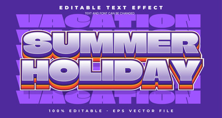 Summer Holiday editable text effect in modern trend style © Dhm